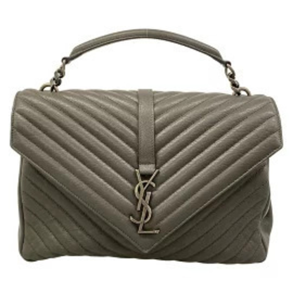 SAINT LAURENT PARIS Monogram Handbag Gray Silver Leather
